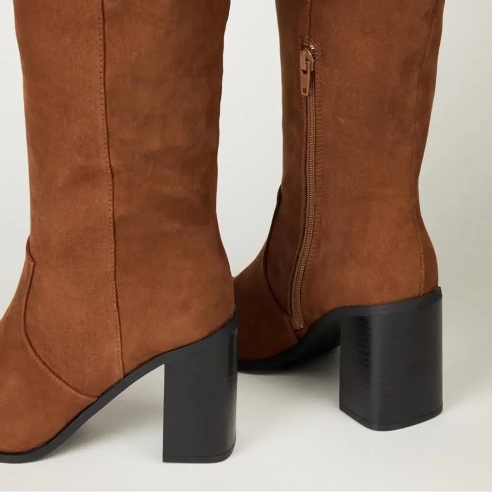 NEW The Drop Women's Cassandra‎ Knee-High Western Boot size 6.5 Brown